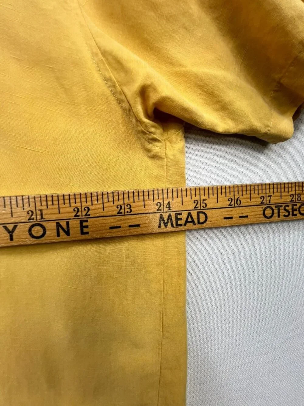 Saltaire Men's Linen Blend Button-Down Shirt Short Sleeve Size XL Yellow